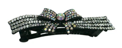 Bella Crystal Barrette Ribbon Hair bow Hair Clip for Women Girls NMB - Image 1 of 3