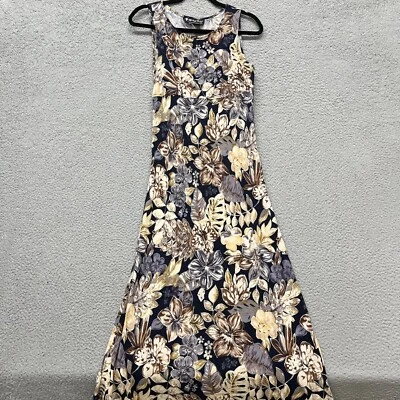 Vtg All That Jazz Hawaiian Dress Womens S Black Floral Tropical Retro Beach - Image 1 of 4