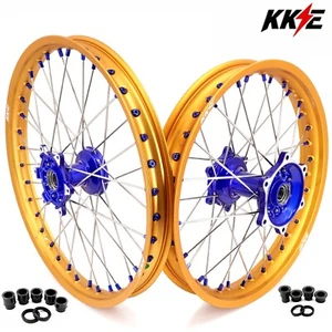KKE 21/18 Cast Wheels for YamahaYZ125 YZ250 1999-2025 YZ250F YZ450F Gold Rims - Picture 1 of 11