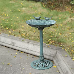 Pedestal Bird Bath Outdoor Fountain Garden Decor Planter Water Birdbath Feeder - Picture 1 of 9