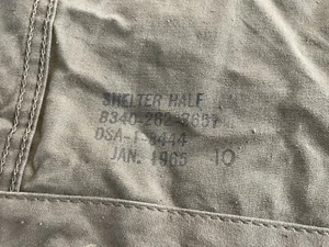 1965 USGI US Military Issue Shelter Half USMC Army Field Tent Vietnam Era - Picture 1 of 12
