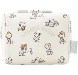 Peanuts Snoopy x gelato pique box cosmetic zip-around pouch ivory - Picture 1 of 3