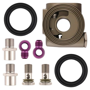 Oil Filter Sandwich Mount AN10 M20x1.5 3/4-16UNF Thermostat Gold - Picture 1 of 12