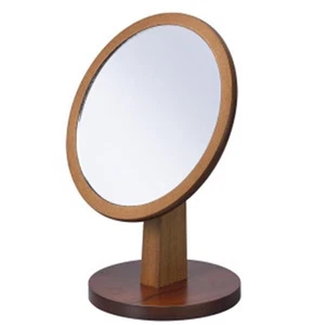 Ore Furniture SUN-1 9.5 in. Round Walnut Mirror on a Pedestal - Picture 1 of 1