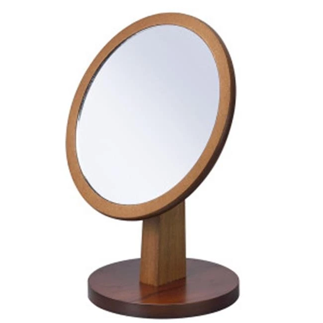 Ore Furniture SUN-1 9.5 in. Round Walnut Mirror on a Pedestal - Image 1 of 1