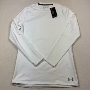 Under Armour ColdGear Fitted Shirt Men's Medium White Long Sleeve Base Layer NWT - Picture 1 of 5