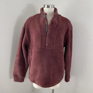 Alpine Design Pullover Womens Large Dark Auburn Sherpa Fleece 1/4 Snap Pocket - Picture 1 of 17