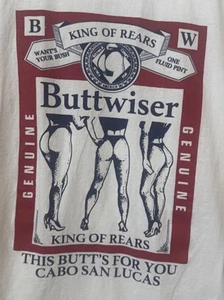 Vtg 80s Large T Shirt White Budweiser Sexy Buttwiser King Rears Butts Bikini - Picture 1 of 7