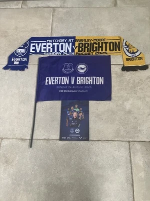 Everton V Brighton 24/8/25 Hill Dickinson Stadium Fan Flag, Programme & Scarf - Image 1 of 4