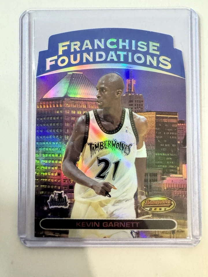 Bowman’s Best Kevin Garnett 2000 franquicia fundaciones refractor KG Timberwolves Foto 1 de 2