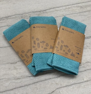 Nuevo trío de paños de cocina con textura de diamante Norwex turquesa - paquete de 3 Foto 1 de 4