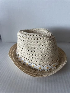 H&M Girl's Child Beach Summer Pool Floral Brim Straw Hat Beige Size US 8-12Y - Picture 1 of 7