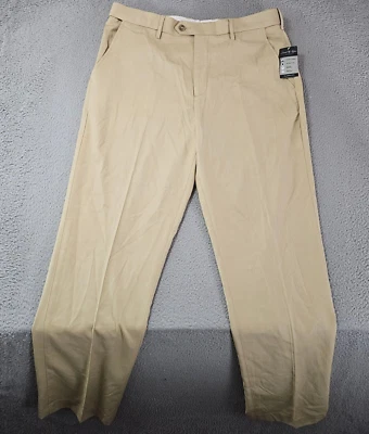 David Taylor Pants Mens 34x32 Khaki Classic Fit Performance Chino Flat Front - Image 1 of 4