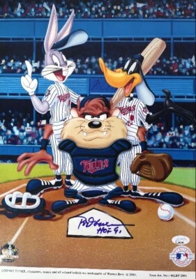 Rod Carew Autographed/Inscribed "HOF '91" 12"W X 17"H Looney Tunes Print JSA COA - Image 1 of 3