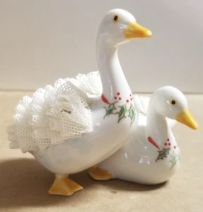 Irish Dresden Christmas Geese w/Lace Figurines - Has Hallmark - Picture 1 of 8