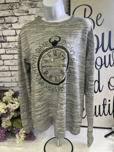 Disney Through the Looking Glass Size M Don't Be Late Gray Sweatshirt Pullover - Picture 1 of 7