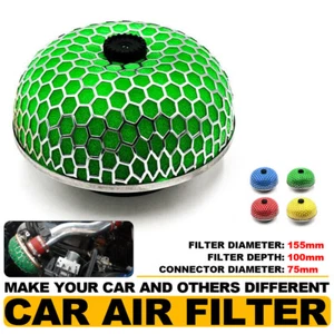 Universal 3inch Air Filter 76mm Racing Car AIR Filter Flow Air Intake SR/Green - Picture 1 of 7