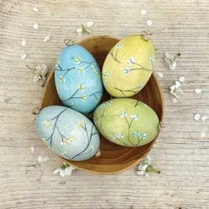 Hand Painted Blossom Wooden Hanging Egg Decoration East of India - Picture 1 of 10