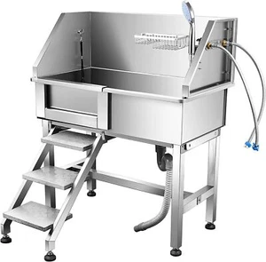 34" Pet Dog Cat Grooming Bath Tub Wash Station Stainless Steel Dog Grooming Bath - Picture 1 of 11