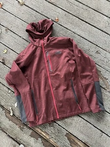 North Face Men’s Red Gray Full-Zip Long Sleeve Zip Pocket Casual Hooded Jacket M - Picture 1 of 8