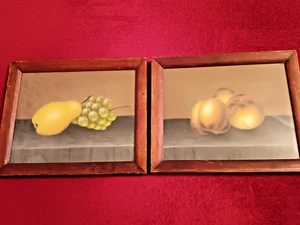 (2) ORIGINAL 1840-60 PASTEL CHALK ON PAPER STILL LIFE FRUIT IN ORIGINAL FRAMES - Picture 1 of 9