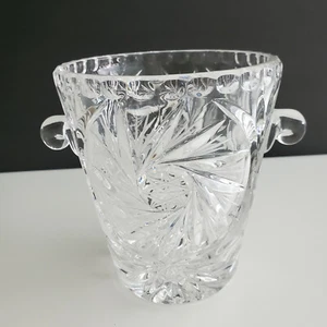 VTG cut glass ice bucket with deep pinwheel pattern with Star of David FS - Picture 1 of 3