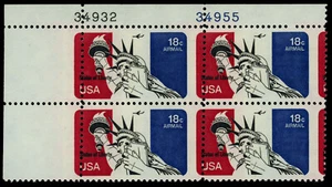 USA Scott #C87, Plate# Block of 4, Vertical perf shift (56631) - Picture 1 of 1