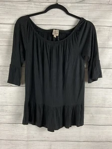 Como Vintage Black 3/4 Sleeve Rayon/Spandex Blend Top Size Medium NWT - Picture 1 of 3