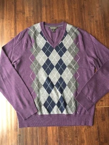 Suéter de lana merino extrafino Banana Republic arcilla mediano cuello en V púrpura Usado en excelente condición - Imagen 1 de 11