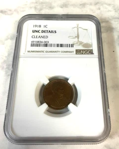 1918 P Wheat Cent NGC UNC Details Cleaned #961 - Picture 1 of 3