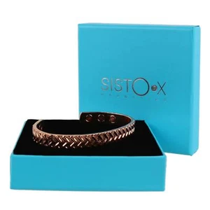 Slim Magnetic Therapy Bangle/Bracelet 6 Magnets Shiny Copper Tyre Tread Desig... - Picture 1 of 6