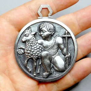 Saint John the Baptist, by Py. Wall Pendant. Antique Religious Large Medal. - Picture 1 of 7