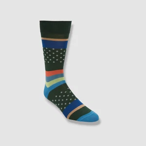 $30 Paul Smith Men's Green Blue 1-Pair Dot Polka Stripe Crew Socks One Size - Picture 1 of 2