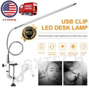 USB Rechargeable Clip LED Light Table for Manicure Tattoo Reading Book Lamp US