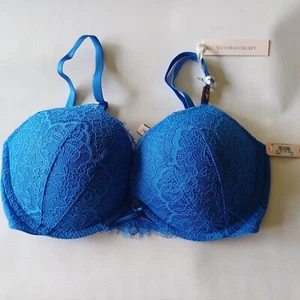BNWT Victoria's Secret Dream Angels Blue Underwired Padded Push Up Bra UK 32E - Picture 1 of 9