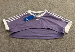 Adidas Maglil Cropped T Shirt Top Woman Purple Size UK XL BNWT Brand New - Picture 1 of 8