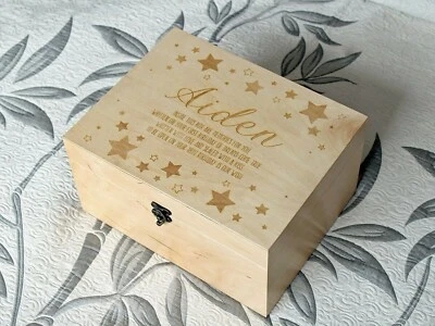 Caja de memoria personalizada para bebé, regalo de primer cumpleaños, caja de madera para recuerdo de bebé, caja de recuerdos Foto 1 de 4