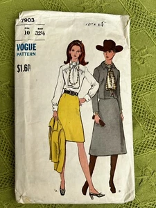 Vintage 1970 Vogue 7903 Pattern Suit Blouse Cut Size 10 - Picture 1 of 2