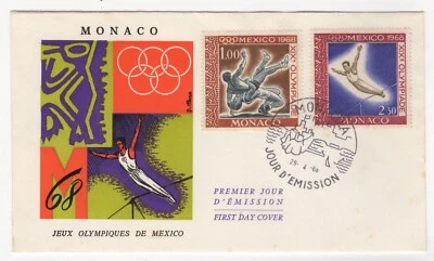 1968 Apr 29th. First Day Cover. Olympic Games, Mexico. — 第 1/2 张图片