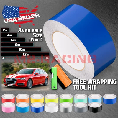 Gloss Color Racing Stripes Vinyl Wrap For Audi A4 Stripe Sticker 10FT / 20FT - Image 1 of 4