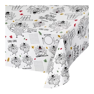 NEW CELEBRATE THANKSGIVING ACTIVITY/COLOR PAPER TABLECLOTH 54X88" FUN FOR KIDS - Picture 1 of 3