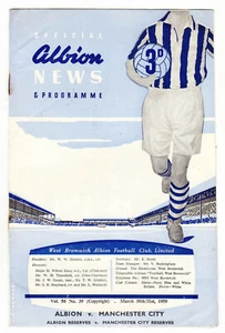 WEST BROMWICH ALBION RESERVES v MANCHESTER CITY RESERVES - 1958/1959 - Picture 1 of 1