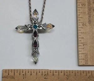 CRYSTAL accent CROSS with ITALY 925 rope CHAIN - pre-owned - listing #7824 - Picture 1 of 13
