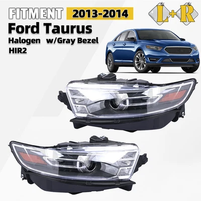 For 2013-2014 Ford Taurus Gray Halogen Headlight W/Bulb  Left&Right Pair - Image 1 of 4