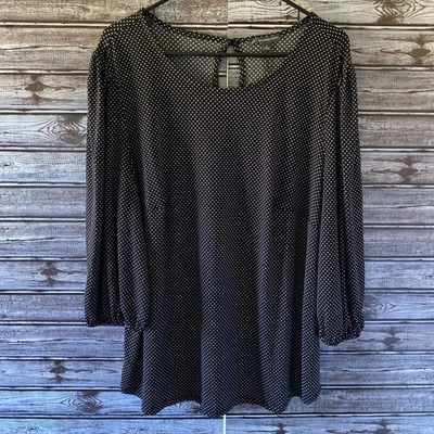 Top para mujer Adrianna Papell talla 1X negro blanco lunares mangas 3/4 largo nuevo con etiquetas Foto 1 de 4