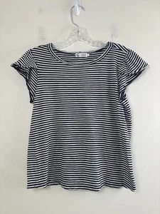 Carve Designs Top Womens Medium Short Cap Sleeve Navy Blue white Striped Stretch - Picture 1 of 10