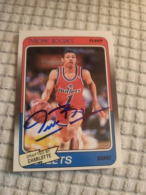 Tarjeta de novato Tyrone Muggsy Bogues 1989 firmada Foto 1 de 3