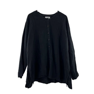 FLAX by Jeanne Engelhart Shirt Damen 1G 18-20 Leinen Knopfleiste schwarz Lagenlook - Bild 1 von 12