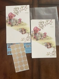 Vintage 70s New Brightnotes Fold-Up Notecards Gold Stickers Girl Picnic Doll - Picture 1 of 11