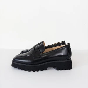 Clarks Stayso Edge Black Leather Penny Loafers UK 6 NEW Chunky Shoes - Picture 1 of 16
